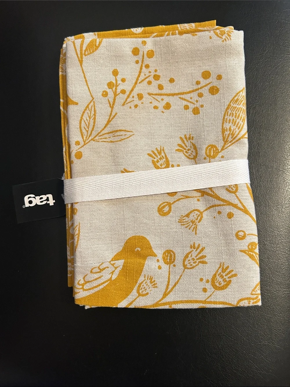 NWT Tag Yellow Bird Cotton Dishtowels, Set of 2